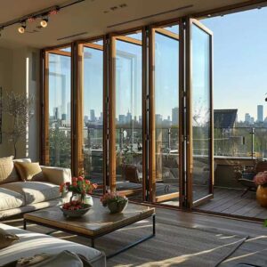 NFRC NAMI Modern Aluminium Folding Bi-Fold Doors Customized Color Vertical Bi-folding Doors for House